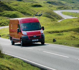 Transit van in motion